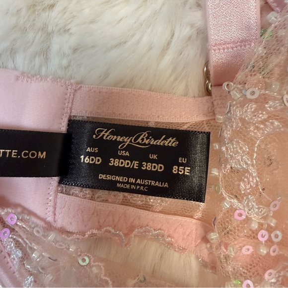 NWT Honey Birdette Angelica Plunge Pink bra 38DD/E - Picture 8 of 16
